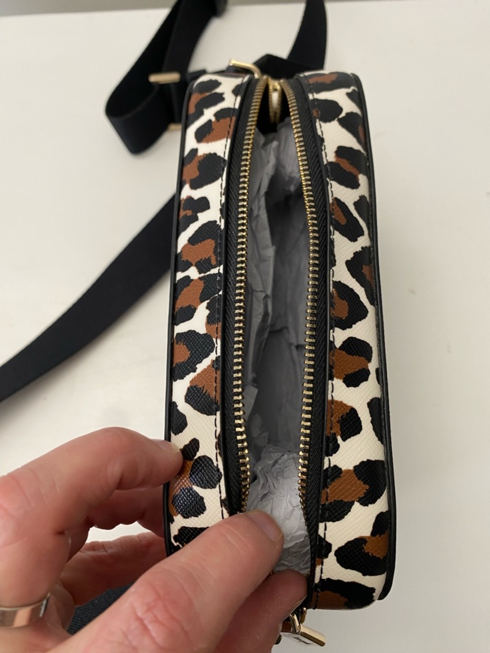 kate spade Madison Leopard-Print Crossbody Camera Bag KI377 - Cream/Brown/Black - Picture 10 of 16